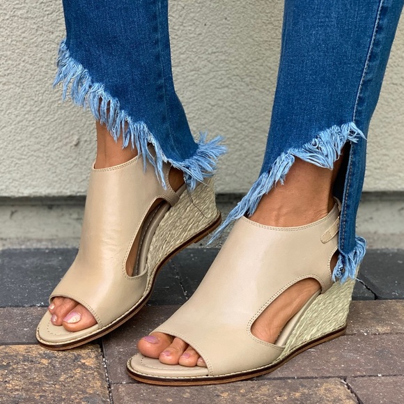 Anthropologie Shoes - Cream Cut Out Espadrille Wedge Platform Sandal
